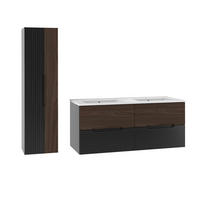 KOUPELNOVÝ NÁBYTEK 120.6cm Sylla 2er-Set Černá a dřevěná - černá, kompozitní dřevo (120.6/52.2/45.8cm) - Petits-meubles