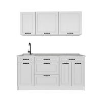 SAMOSTATNÁ KUCHYŇA R-Line, Biely vidiecky dom/biely, 160 cm Marmori työtaso - biela, kompozitné drevo (160/81.6/60cm) - Vicco