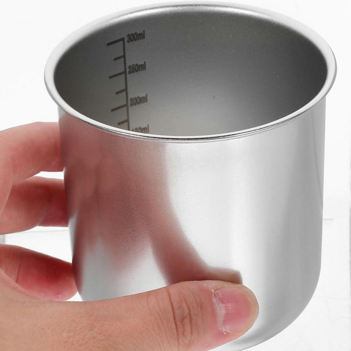MESSBECHER Edelstahl mit Skala - Silberfarben, Metall (0.3L)