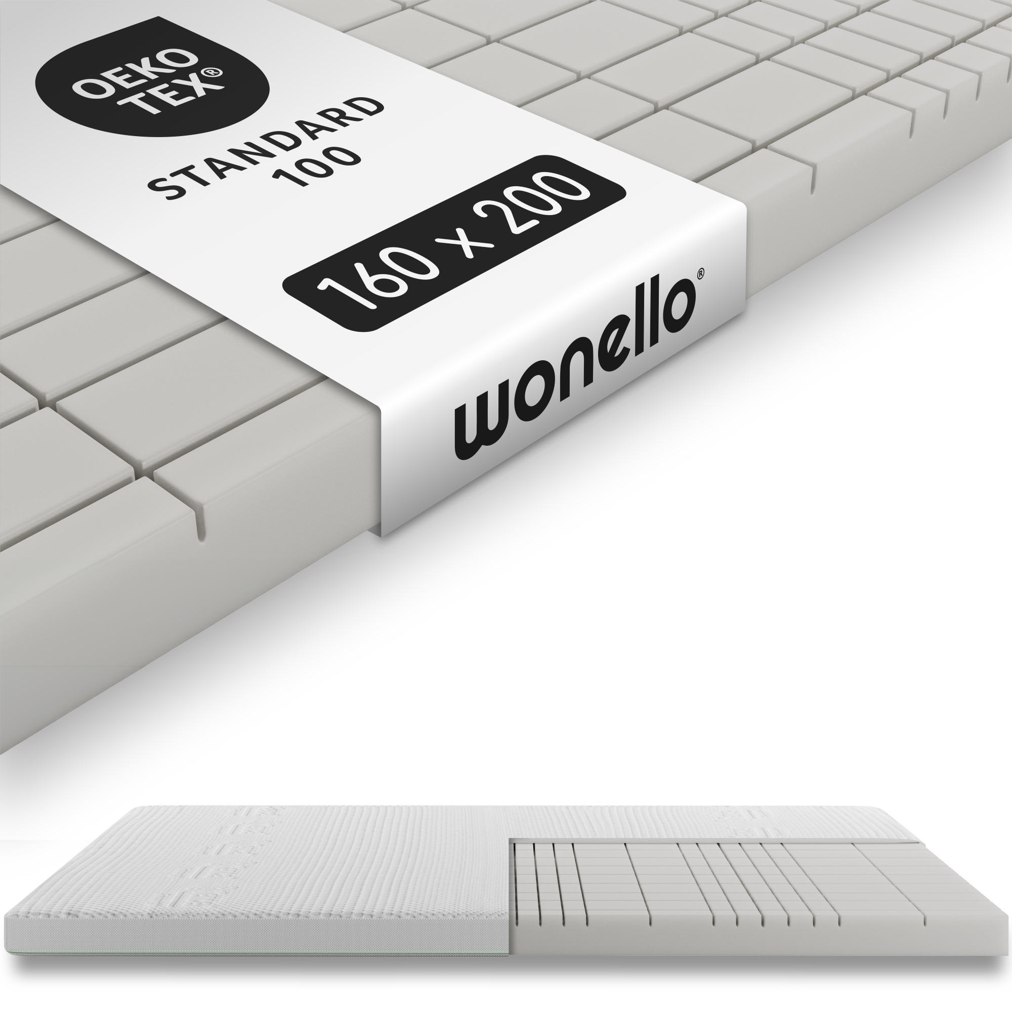 TOPPER 160/200 cm CubeComfort 7-Zonen - Weiß, Textil (160/200cm) - wonello