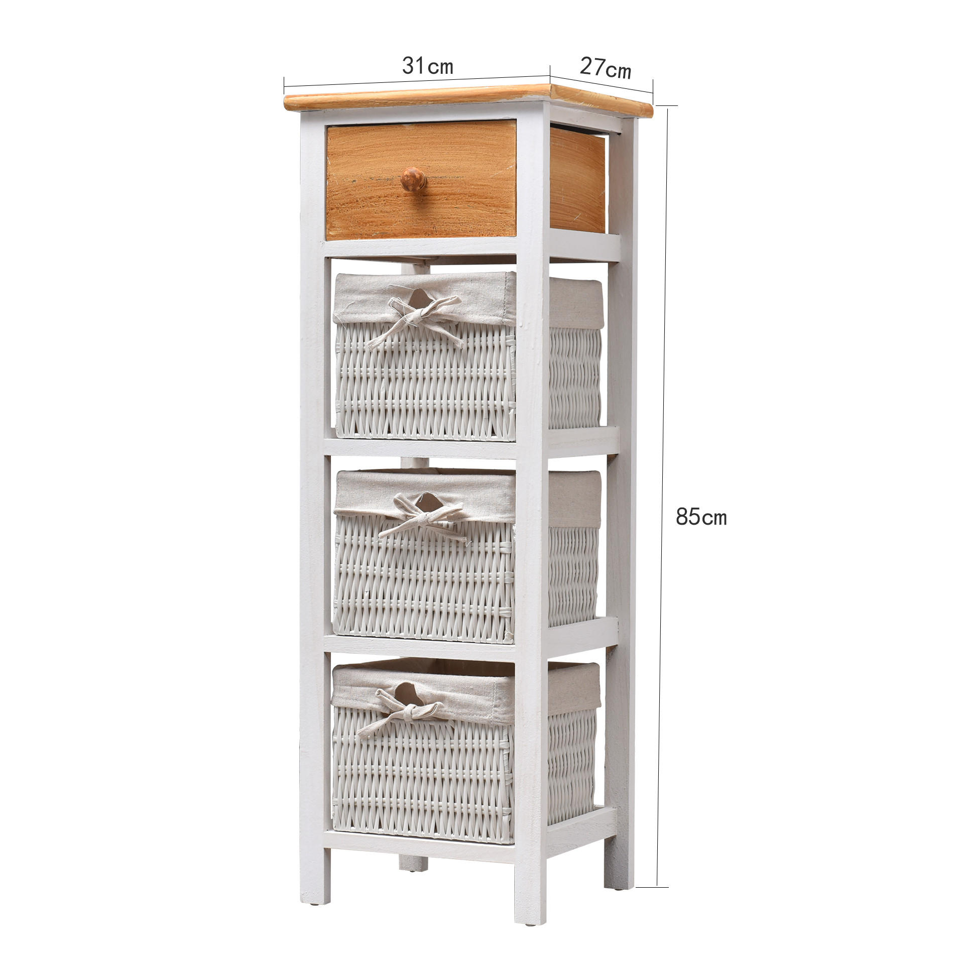 KOMMODE Weiß 27/31/85 cm - Weiß, Holz (27/85/31cm) - Mobili Rebecca