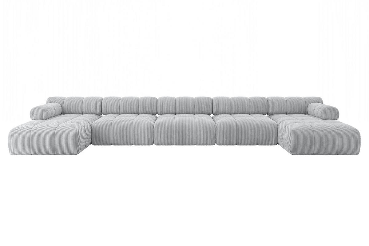 WOHNLANDSCHAFT modulares Sofa Tesso-U3 - 475x160x70 cm Grau Cord - Grau, Holzwerkstoff/Textil (475/70/160cm) - ALTDECOR