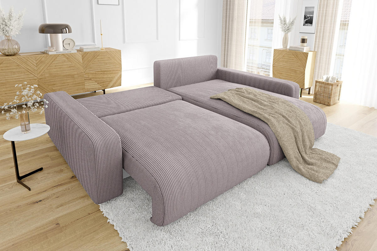 ECKSOFA Emma Puderrosa Cord - Ottomane rechts - Pink, Textil (234/170cm) - S-Style Möbel