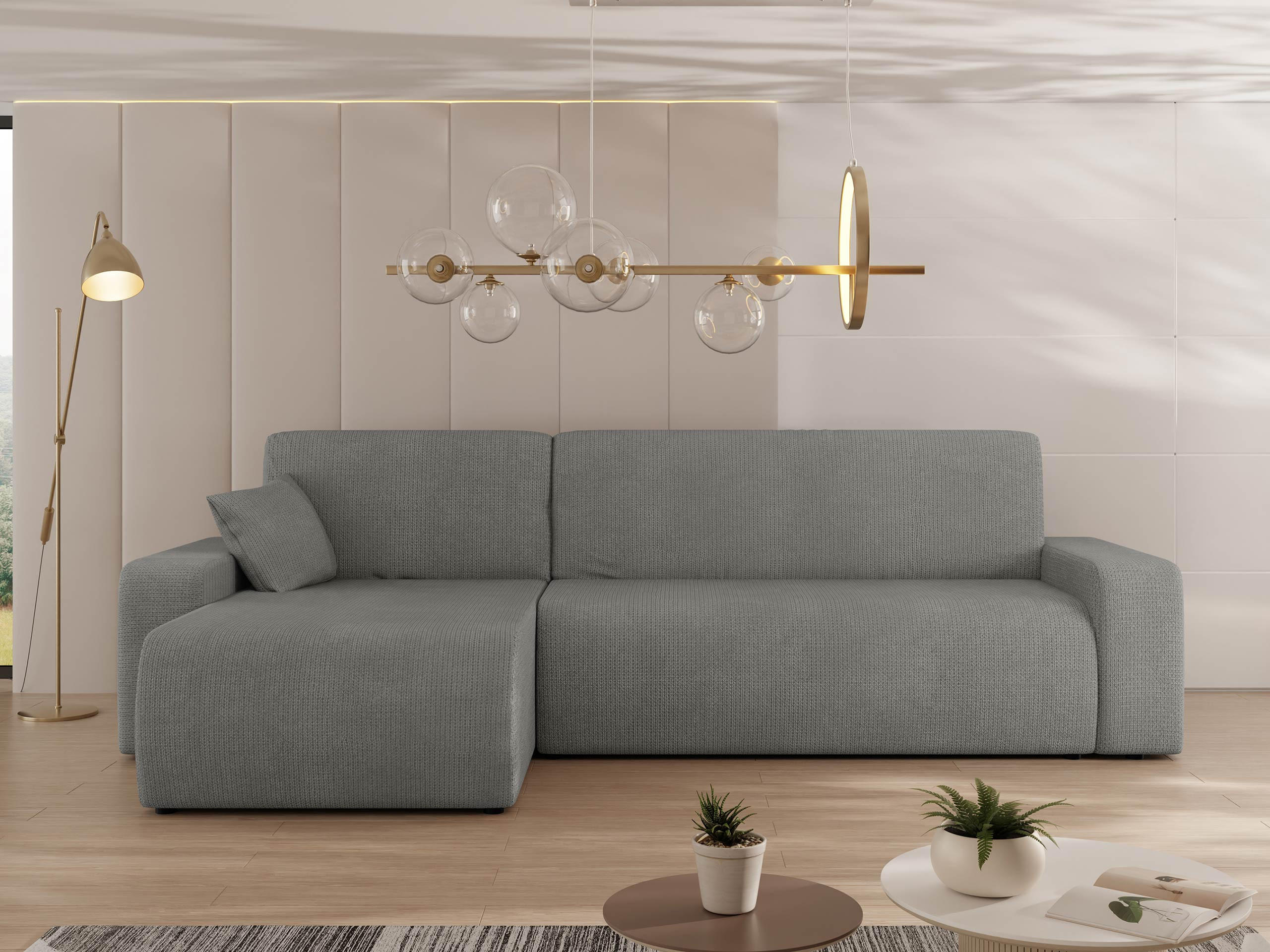 ECKSOFA Piano - Schwarz/Grau, Holz/Kunststoff (244/145cm) - MIRJAN24