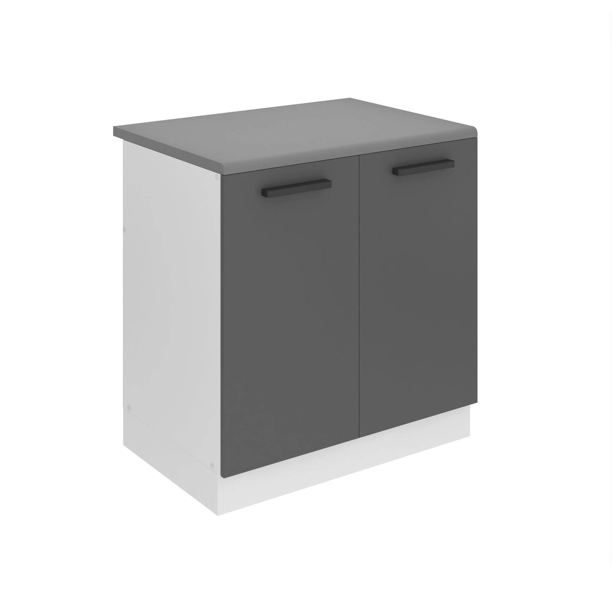 SPÜLENUNTERSCHRANK 80 cm SDZ, mit Arbeitsplatte, mit 2 Türen, Silber matt - Silberfarben, Holz (80/85/51.6cm) - B BELINI GROUP
