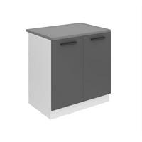 SPÜLENUNTERSCHRANK 80 cm SDZ, mit Arbeitsplatte, mit 2 Türen, Silber matt - Silberfarben, Holz (80/85/51.6cm) - B BELINI GROUP