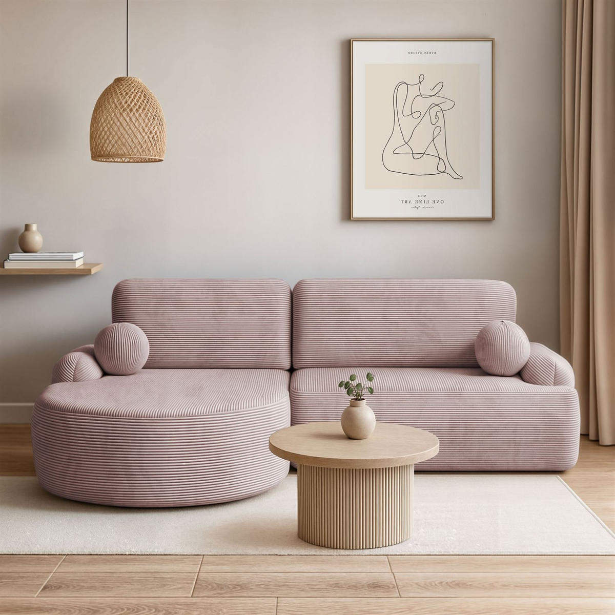 ECKSOFA CLEO II mit Schlaffunktion Version Linke Poso 145 - Rosa, Kunststoff (264/172cm) - Lookway