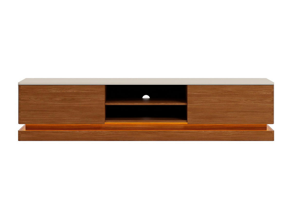 TV-BOARD - 190 cm x 40 cm - Holz, Platte - Naturfarben Dunkel, Beige - DEVIKA - Beige/Naturfarben, Holz (190/44/40cm) - Vente-Unique