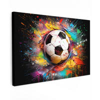 LEINWANDBILD Fußball - Farbe - Farben - Schwarz - Weiß XXL 150x100 cm - Weiß, Textil (150/100cm) - MuchoWow