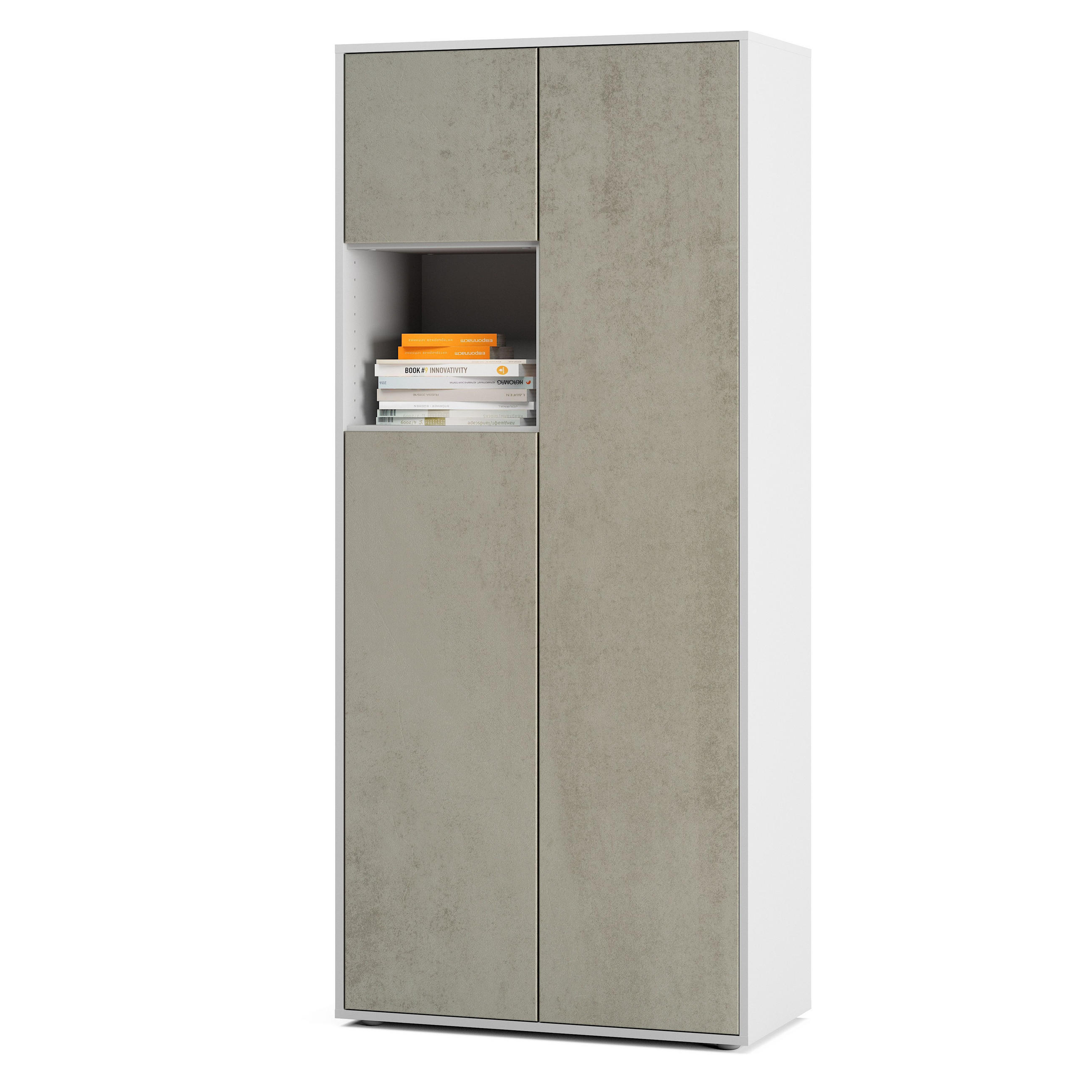 AKTENSCHRANK Amira T10 Beton Oxid 180/80/40 cm - Hellgrau, Holzwerkstoff (80/180/40cm) - SIMPLYFURN