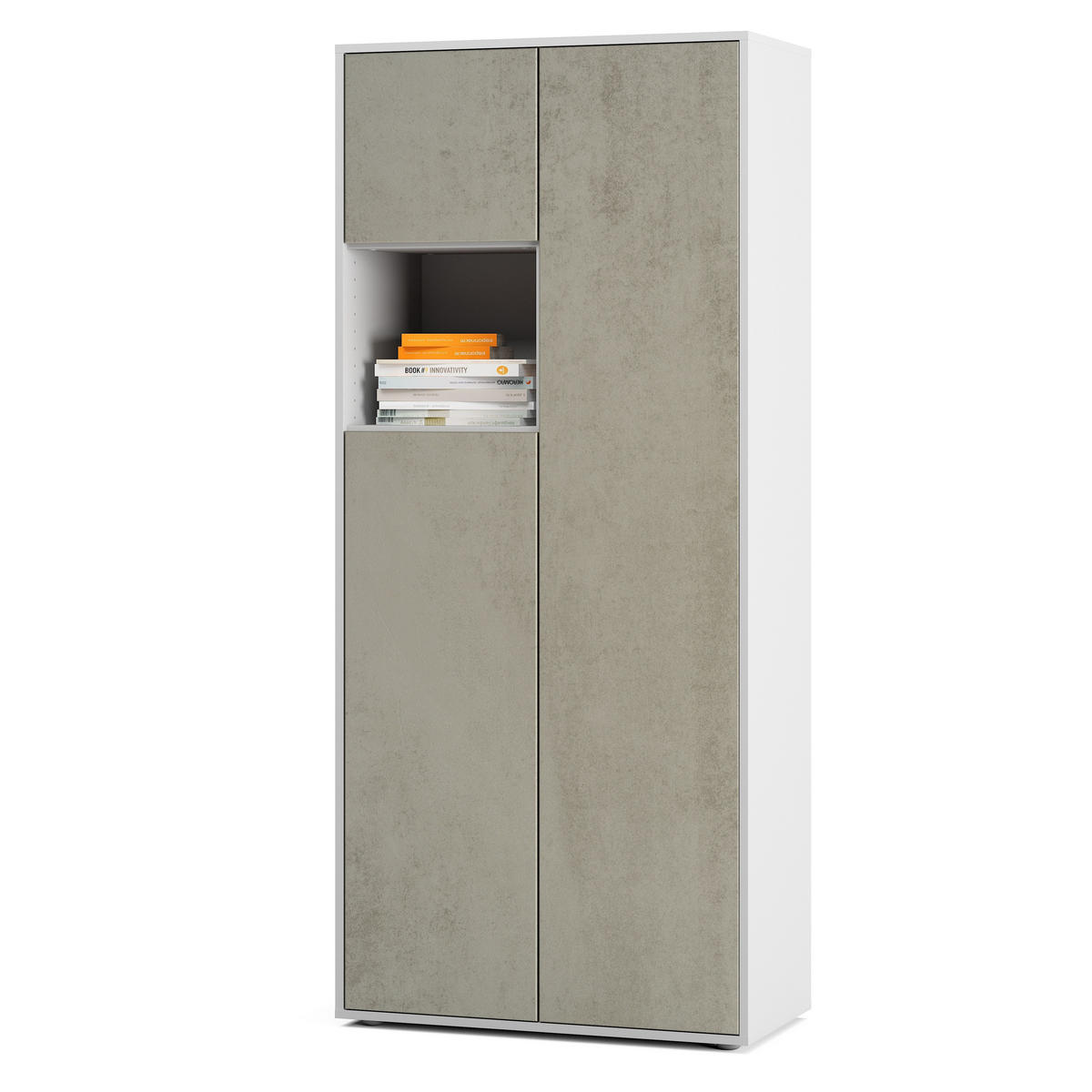 AKTENSCHRANK Amira T10 Beton Oxid 180/80/40 cm - Hellgrau, Holzwerkstoff (80/180/40cm) - SIMPLYFURN