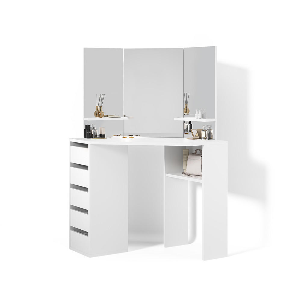 ECKSCHMINKTISCH Enna Weiß 110 cm - Weiß, Holzwerkstoff (110/141.5/54cm) - Livinity®