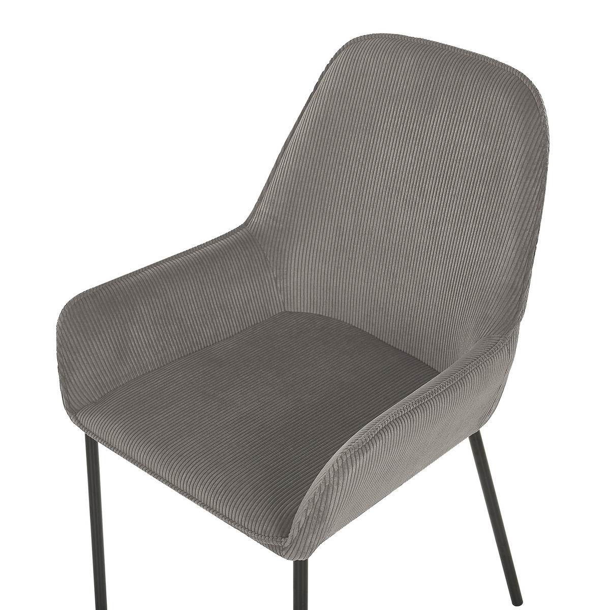 ÉTKEZŐSZÉK 2 darabos Szett Kordbársony Szürke Loverna - szürke, textil/fém (56/89/59cm) - Beliani