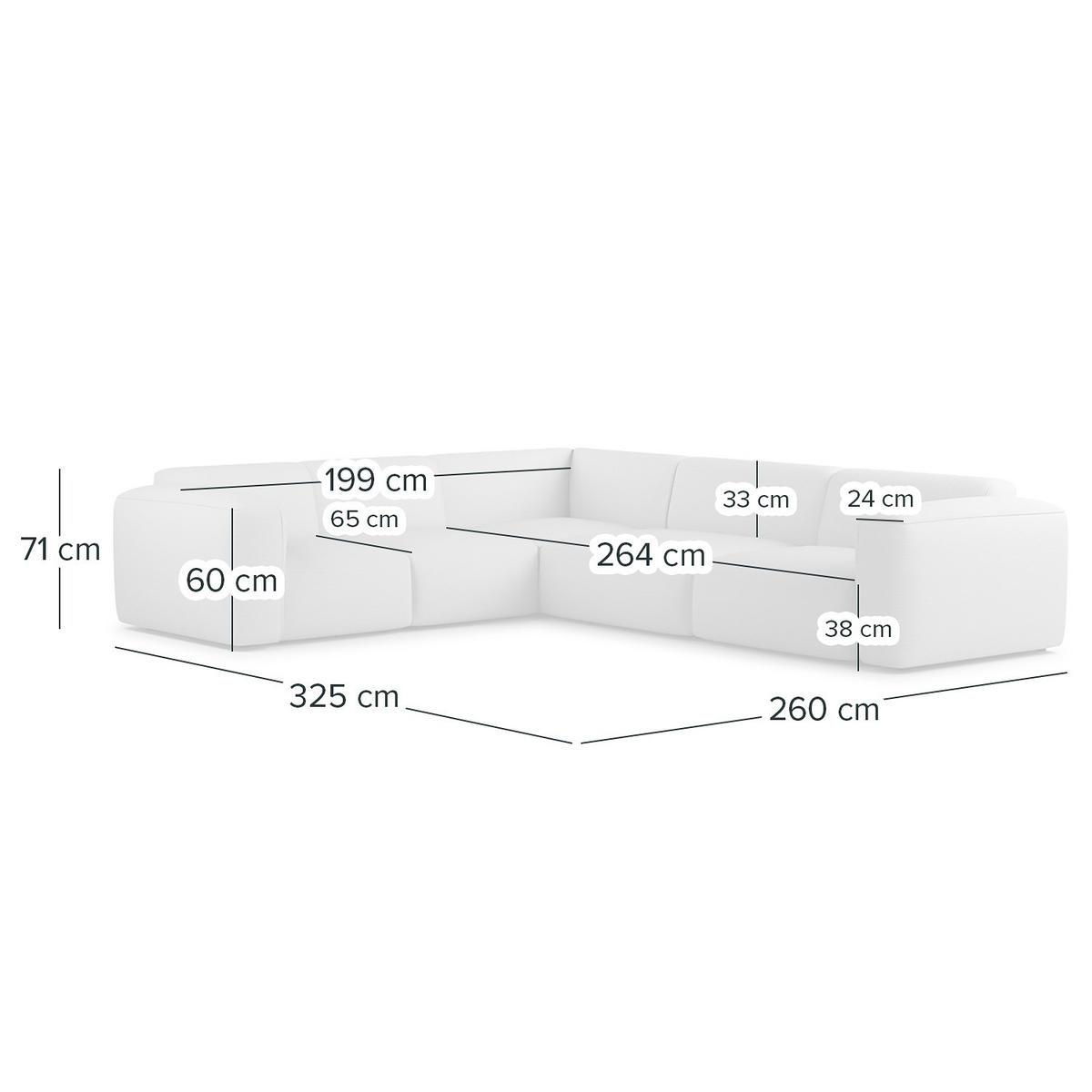 ECKSOFA mit Rundecke - Taupe/Schwarz, Kunststoff/Textil (325/260cm) - home24