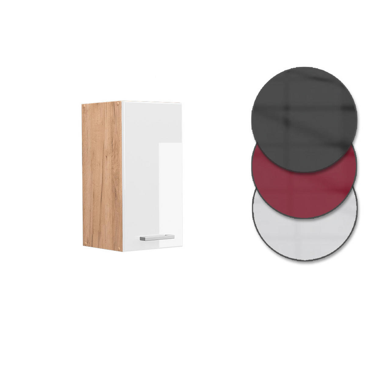HÄNGESCHRANK R-Line Weiß Hochglanz 30 cm - Honigeiche/Weiß Hochglanz, Holzwerkstoff (30/60/31cm) - Vicco