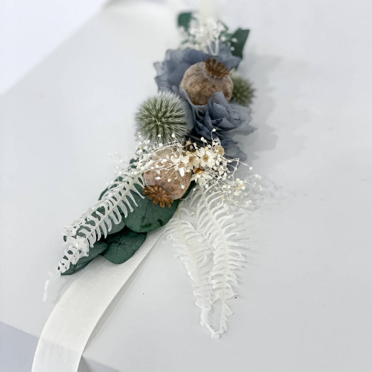 HUTBAND Trockenblumen Eukalyptus Distel - grün - Grün, Naturmaterialien (15cm) - Lykke & You