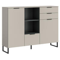 HIGHBOARD Kaschmir, Schwarz 150 x 112 cm, Kommode mit Soft-Close - Kaschmir/Schwarz, Holzwerkstoff/Kunststoff (150/150/37cm) - Inn.Furn