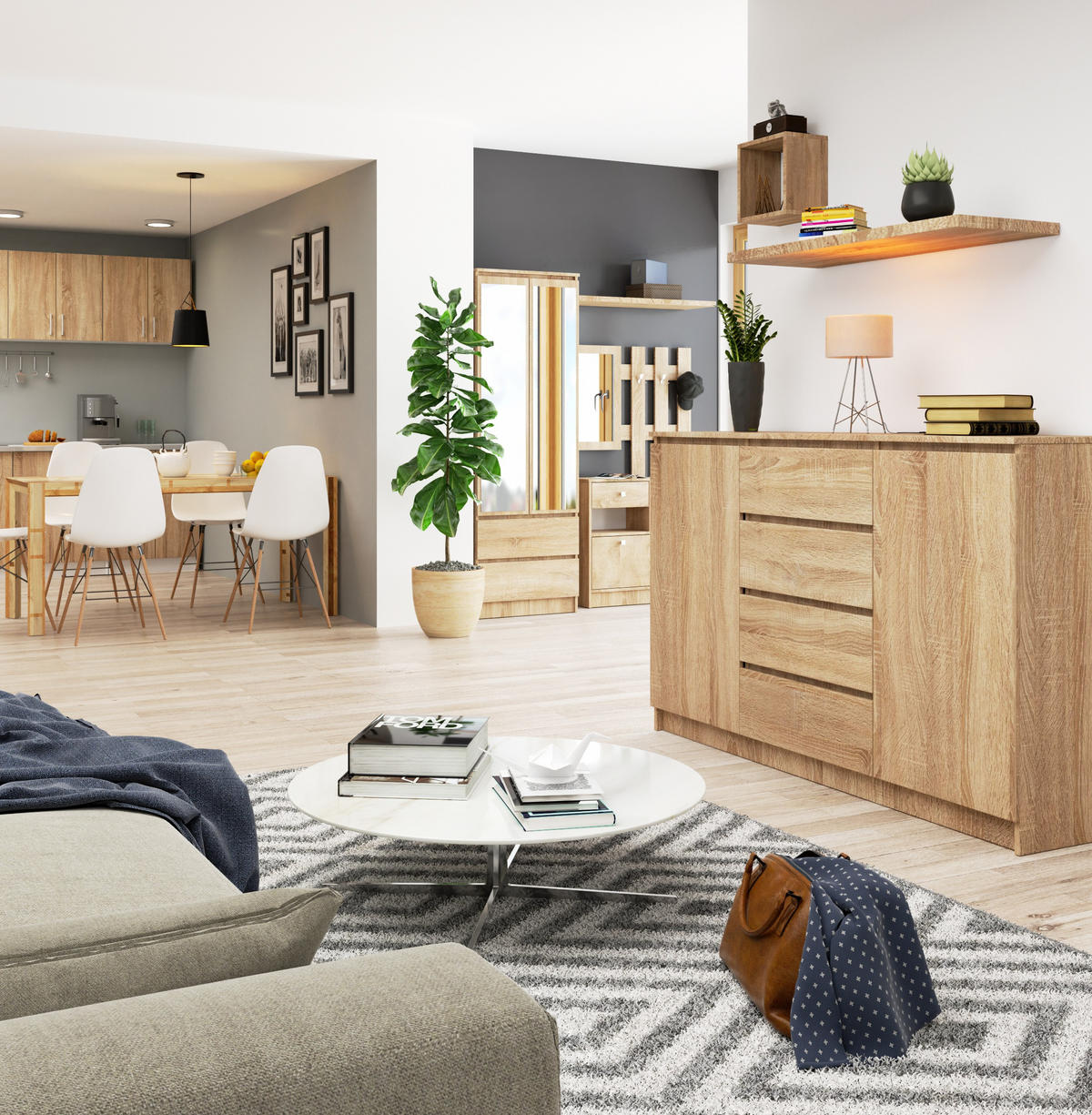 KOMMODE Sonoma Eiche 160x40x99 cm - Sonoma Eiche, Holzwerkstoff (160/99/40cm) - Akord