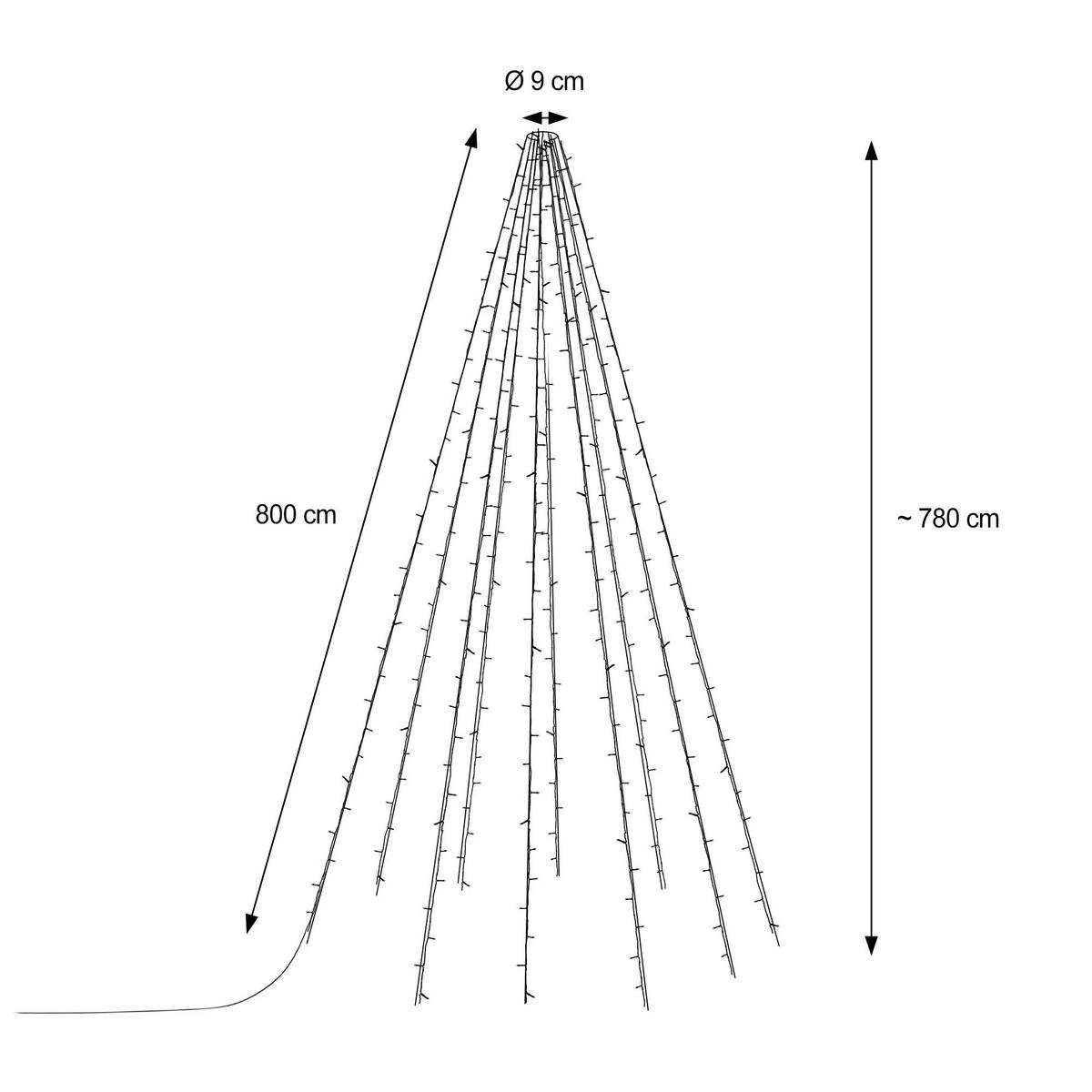 WEIHNACHT Fahnenmast 360 LED - Schwarz, Kunststoff (800cm) - ECD-Germany