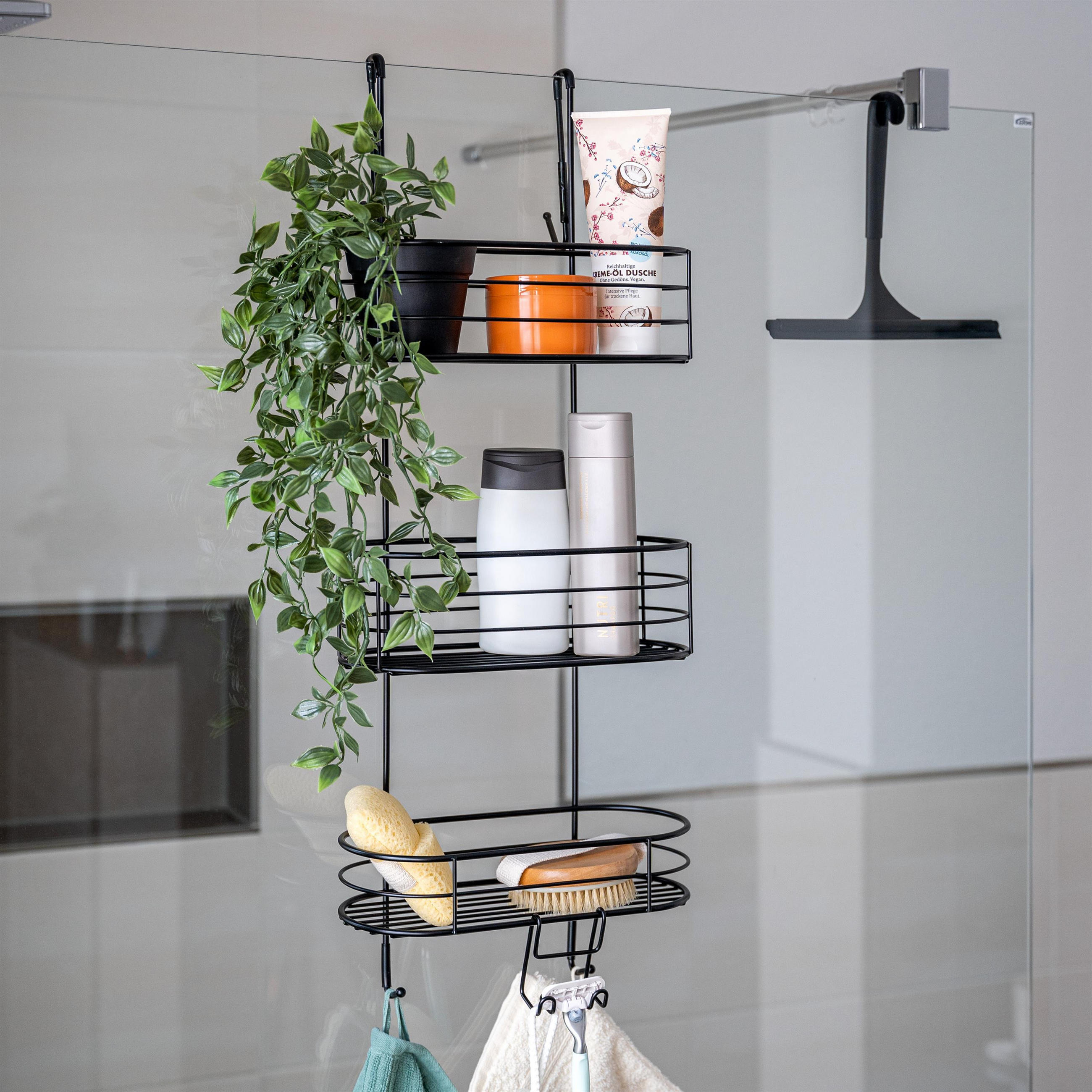 DUSCHREGAL, schwarz, Stahl - Schwarz, Metall (28.5/75.5/18cm) - bremermann