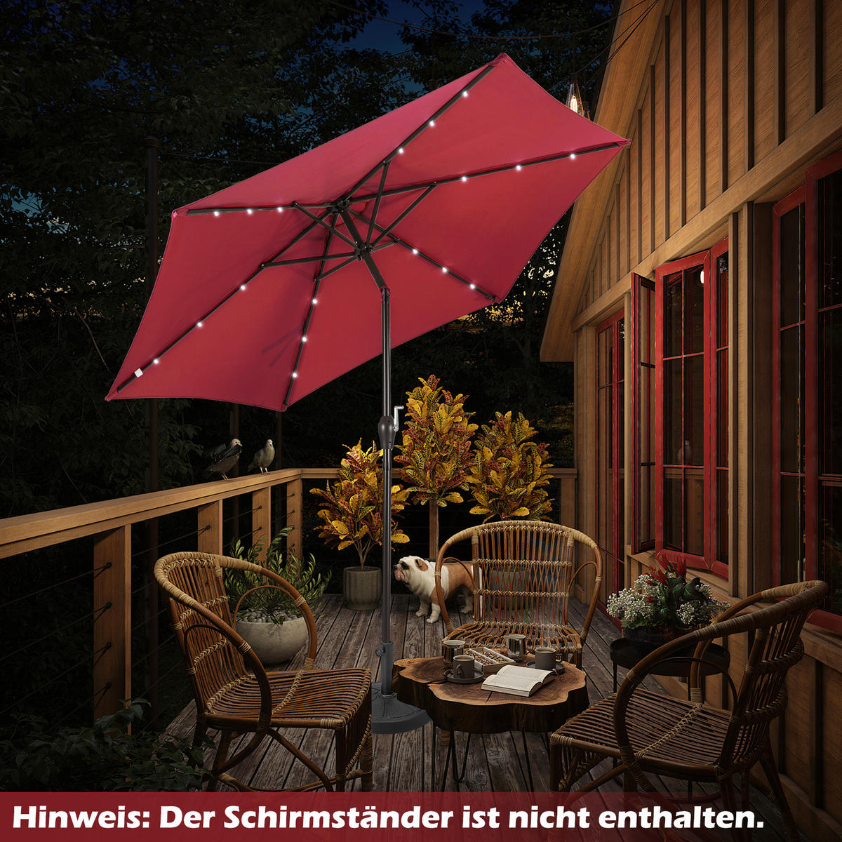 SONNENSCHIRM Weinrot - Weinrot, Kunststoff (270/270cm) - COSTWAY