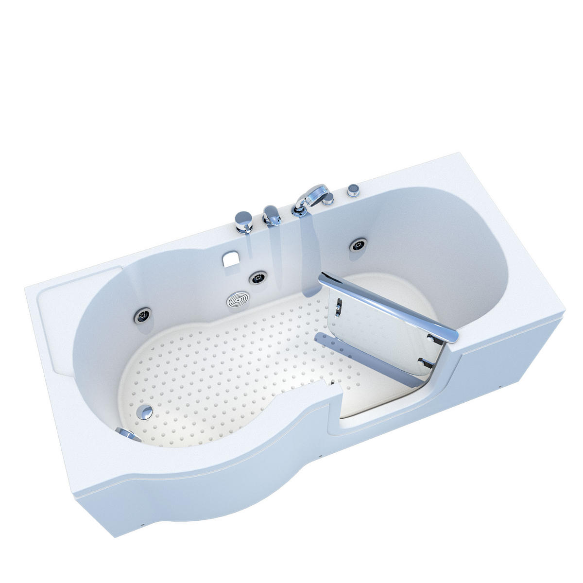 SITZWANNE Whirlpool Badewanne Tür S12-EH-WP-R 85x170 cm - Weiß, Glas/Kunststoff (170/60/85cm) - AcquaVapore by Sandra Jentho