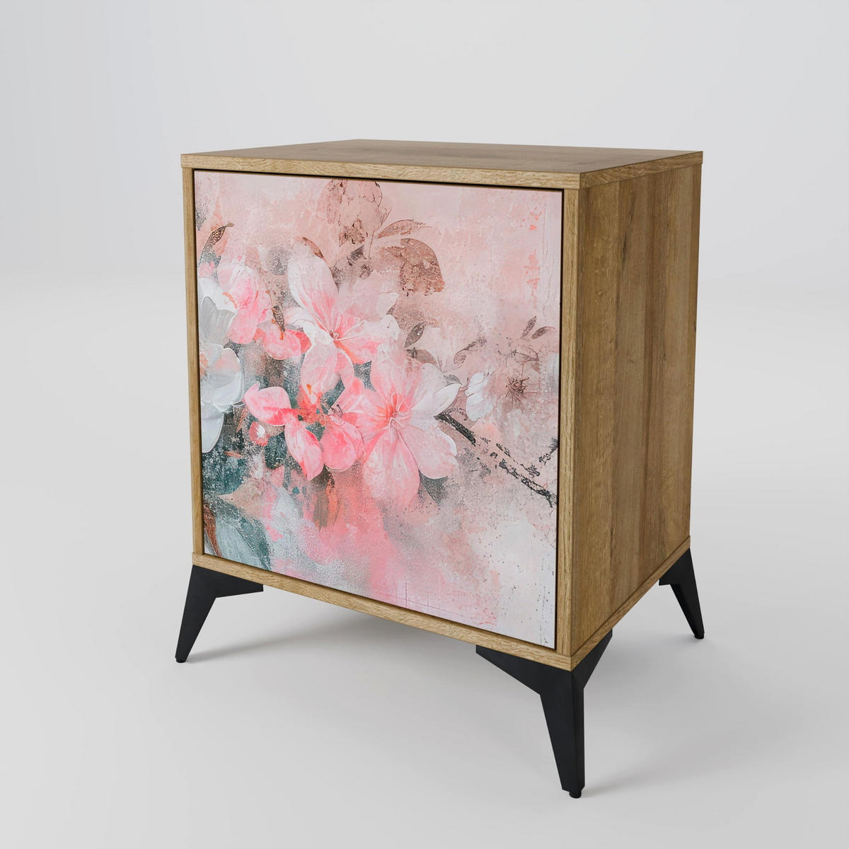 SIDEBOARD CHERRY BLOSSOM, Eichefarben, 57,5x42x77,5 cm, Schräge Buchenholzfüße - Eichefarben/Buchefarben, Holzwerkstoff/Buchenholz (57.5/77.5/42cm) - SpaceRebels