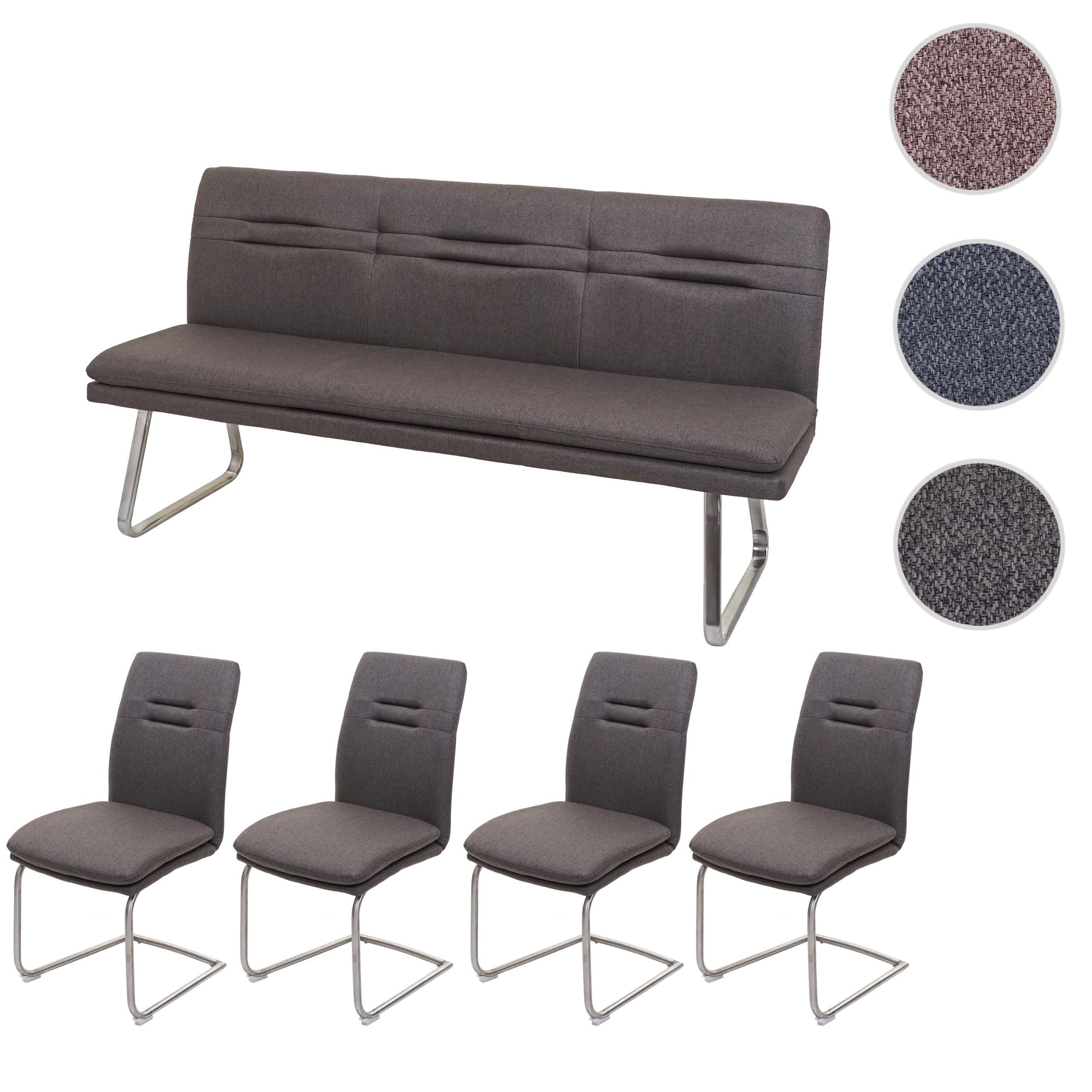 ESSZIMMER-SET Grau, Braun 5er-Set - Braun/Grau, Textil (180/92/58cm) - MCW