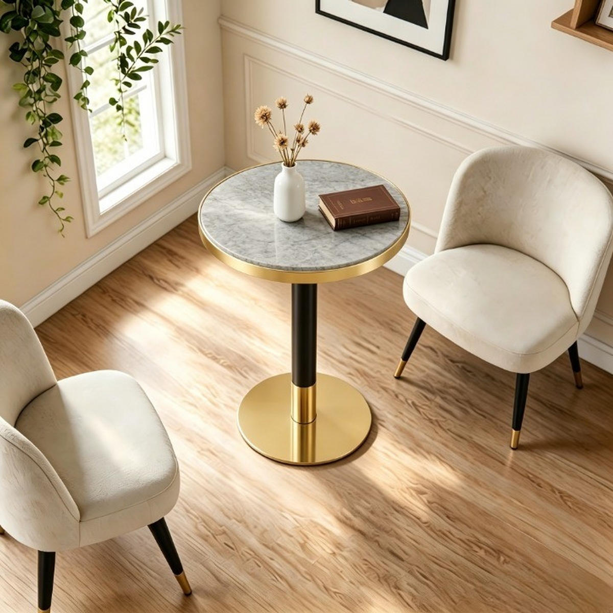 ESSTISCH Marmoroptik Grau 60/60/74 cm - Grau, Holz (60/60/74cm) - PANGIVO