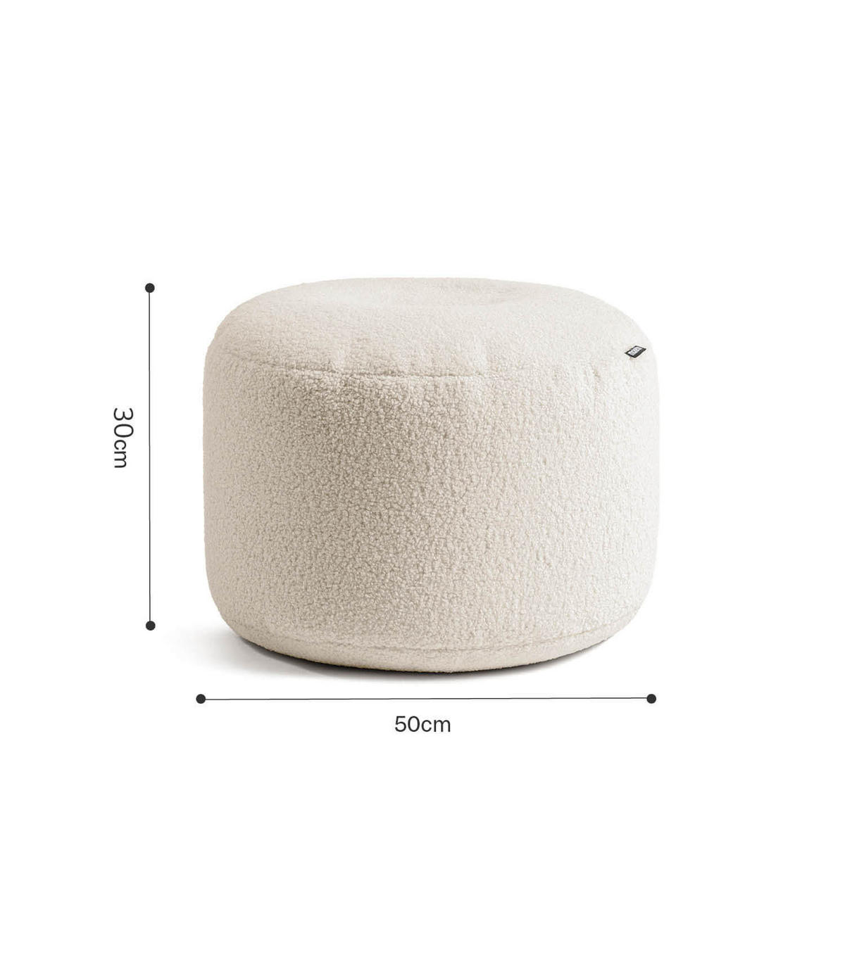POUF Bouclé Mochi - Beige, Textil (50/30/50cm) - Mokebo