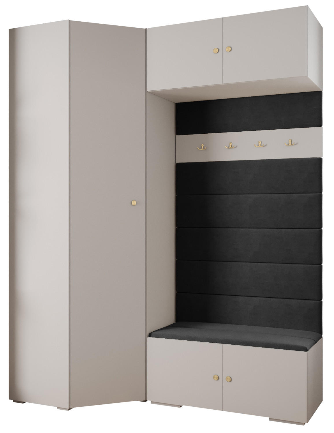 Abiks Möbel Garderoben-Set Weiß, Schwarz, Gold 181.7x236.7x47 cm