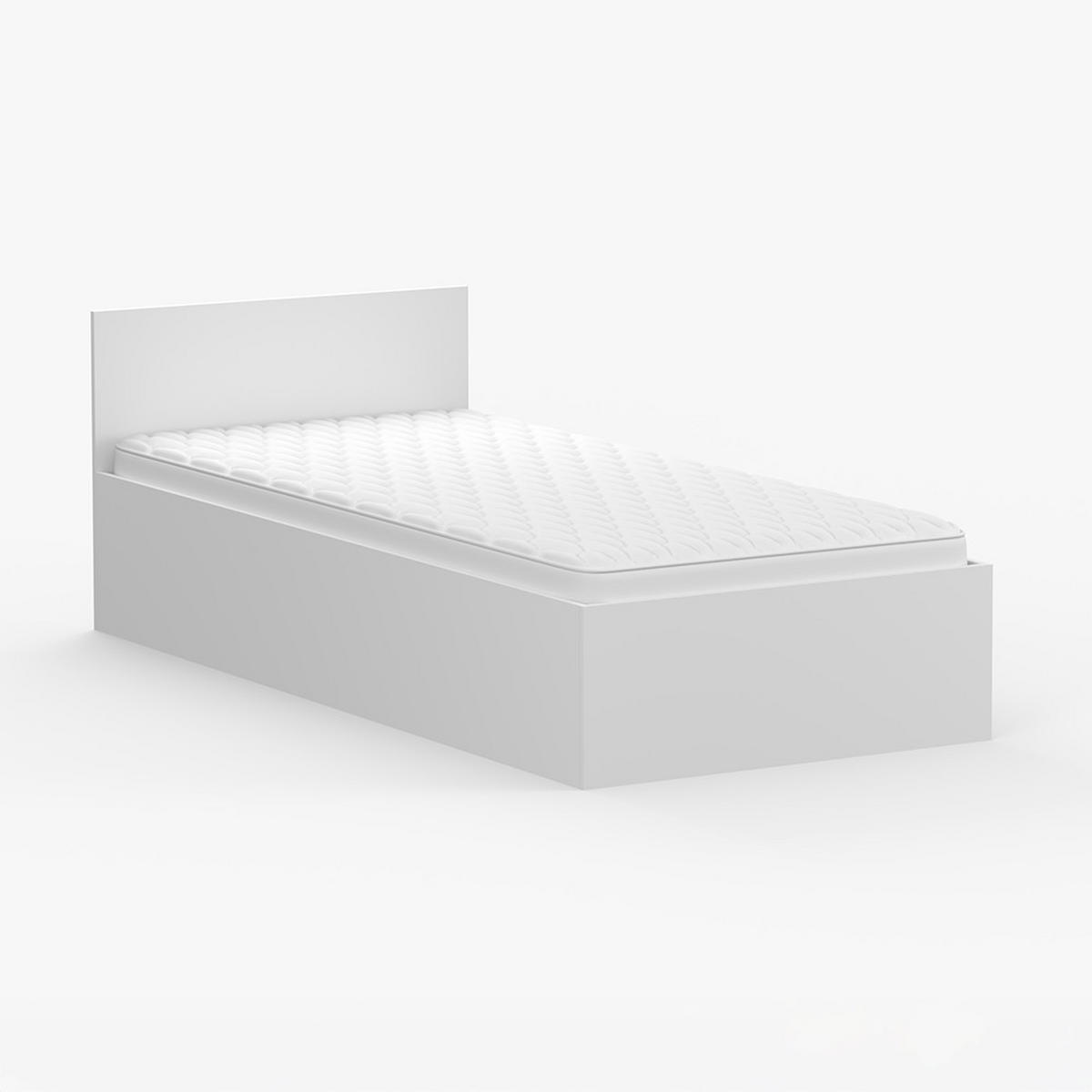 BETT 90×200 JONAS I 46 Weiß/Weiß - Weiß, Holzwerkstoff - imoebel24