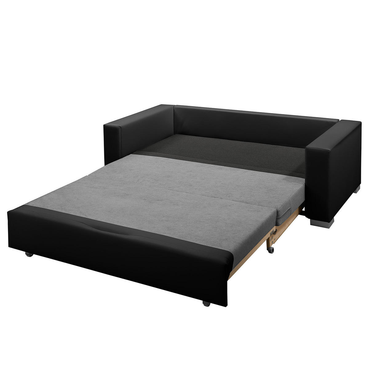SCHLAFSOFA - Silberfarben/Schwarz, Kunststoff/Textil (193/90/90cm) - home24