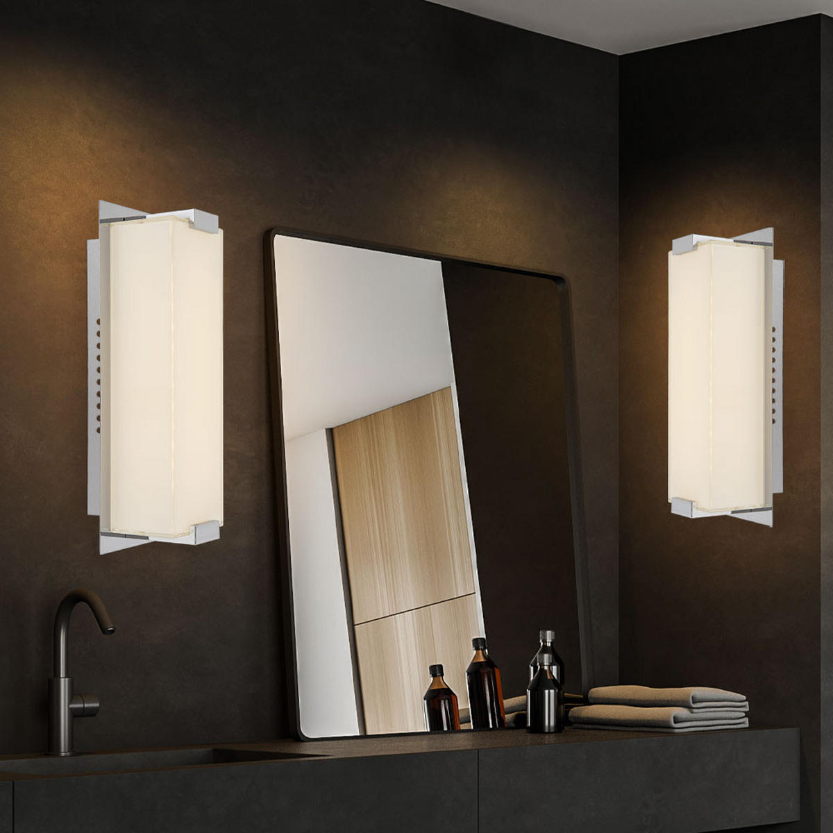 LED WANDLEUCHTE Chrom Glas satiniert Silber 2er Set - Silberfarben, Glas (28/11/10cm) - Globo Lighting