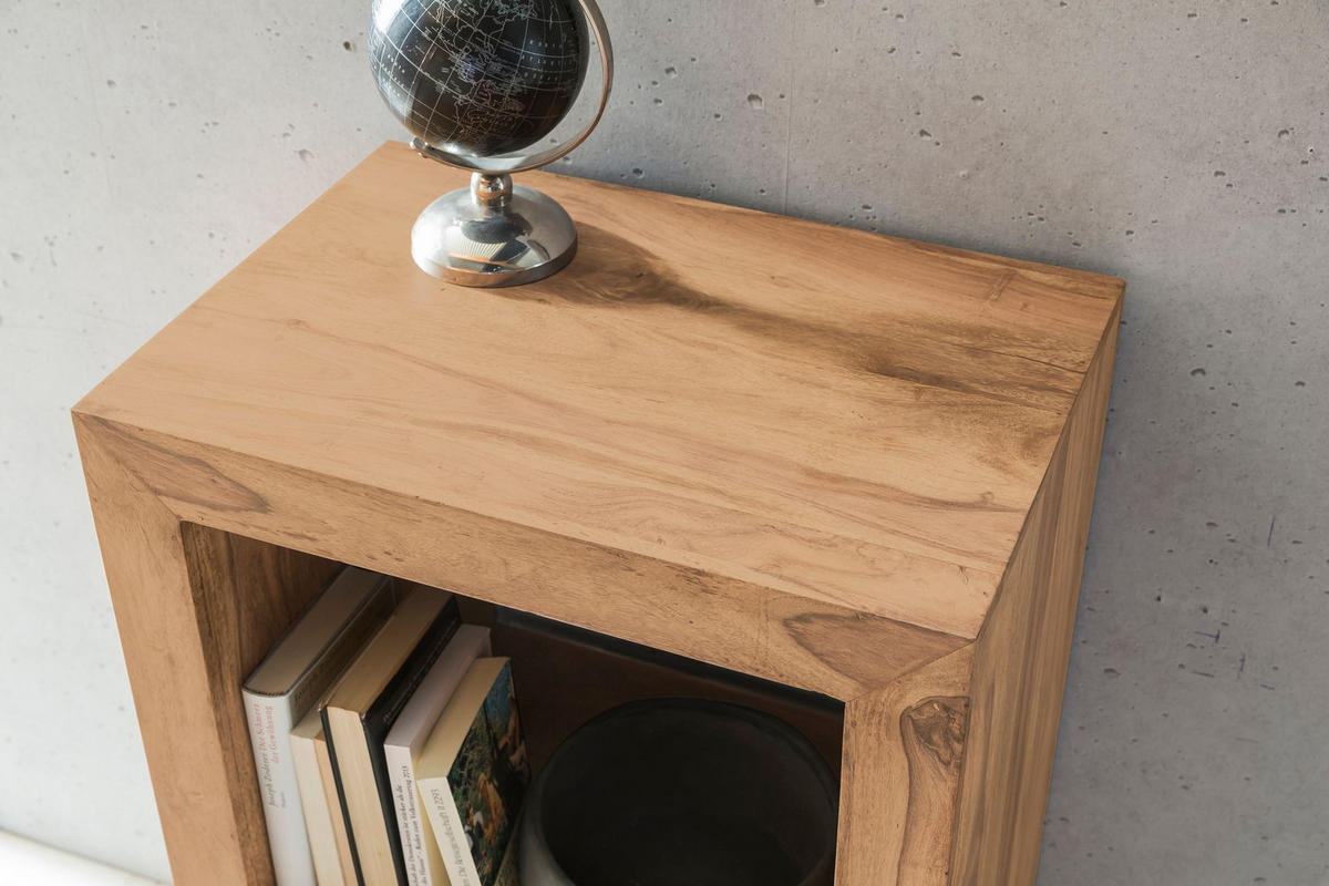 REGAL Massivholz Akazie Rustikal Handgefertigt, Beige 50x35x88 cm - Beige, Holz (50/88/35cm) - KADIMA DESIGN