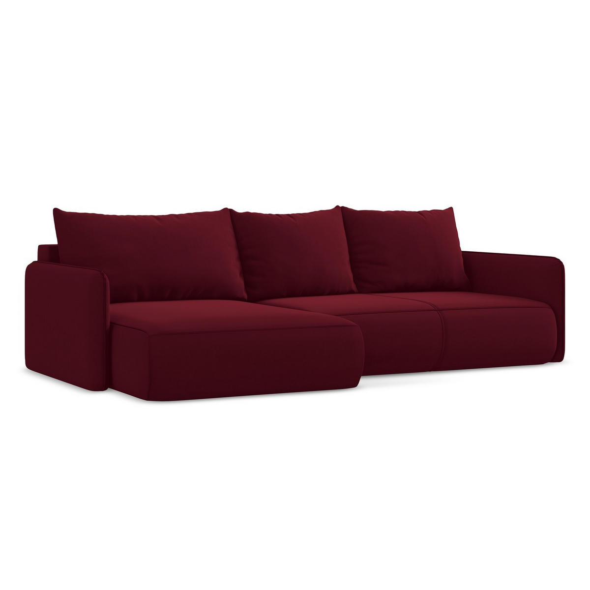ECKSOFA mit Schlaffunktion Samt Stoff Rot - Bordeaux/Rot, Kunststoff/Textil (148/240cm) - LaMiaSofa