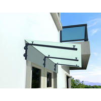 GLASVORDACH 230x90 cm Sicherheitsglas Edelstahl Satiniert L-RAL7016 - Weiß, Glas (230/1.31/90cm) -  Glaswerk Westfalen