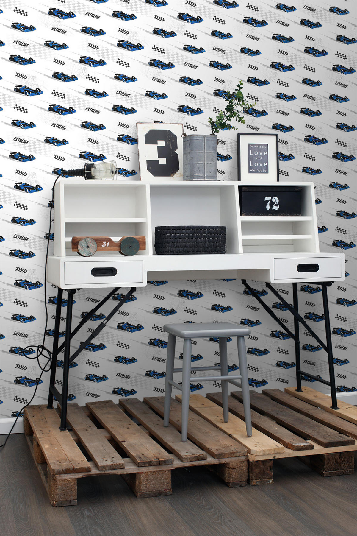 TAPETE Rennwagen 50 x 900 cm - Blau, Papier (50/0.1cm) - Sanders & Sanders