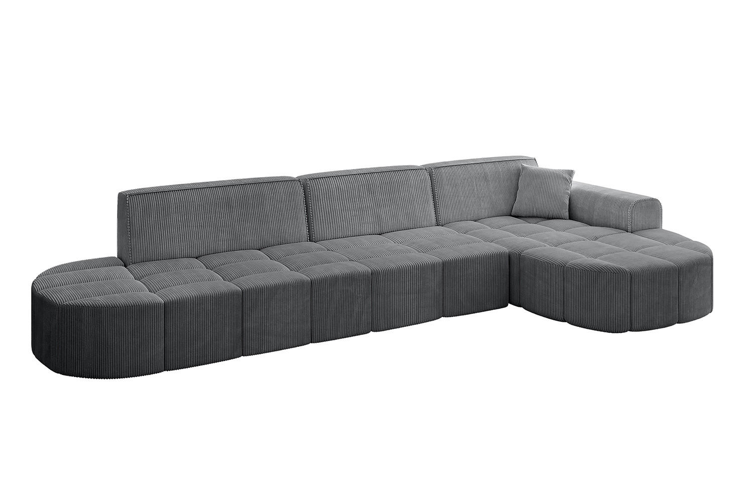 ECKSOFA Ottomane Rechts LIVO-L2 - 337x173x79,5 cm Dunkelgrau - Dunkelgrau, Holzwerkstoff/Textil (337/173cm) - ALTDECOR