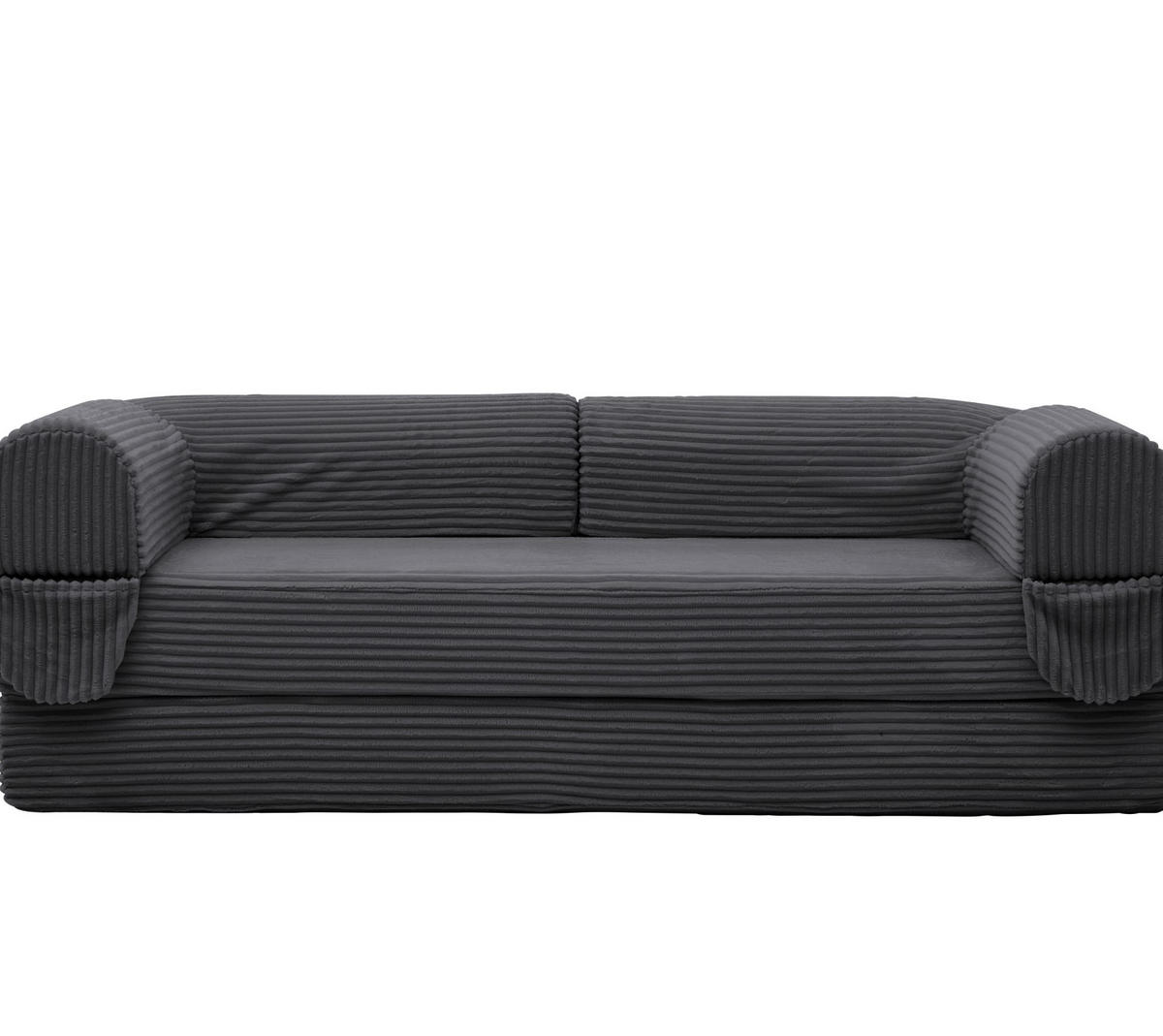 SCHLAFSOFA 2-Sitzer aus Cordstoff Beige mit Bettfunktion - Grau, Kunststoff (78/65/190cm) - Meubliv