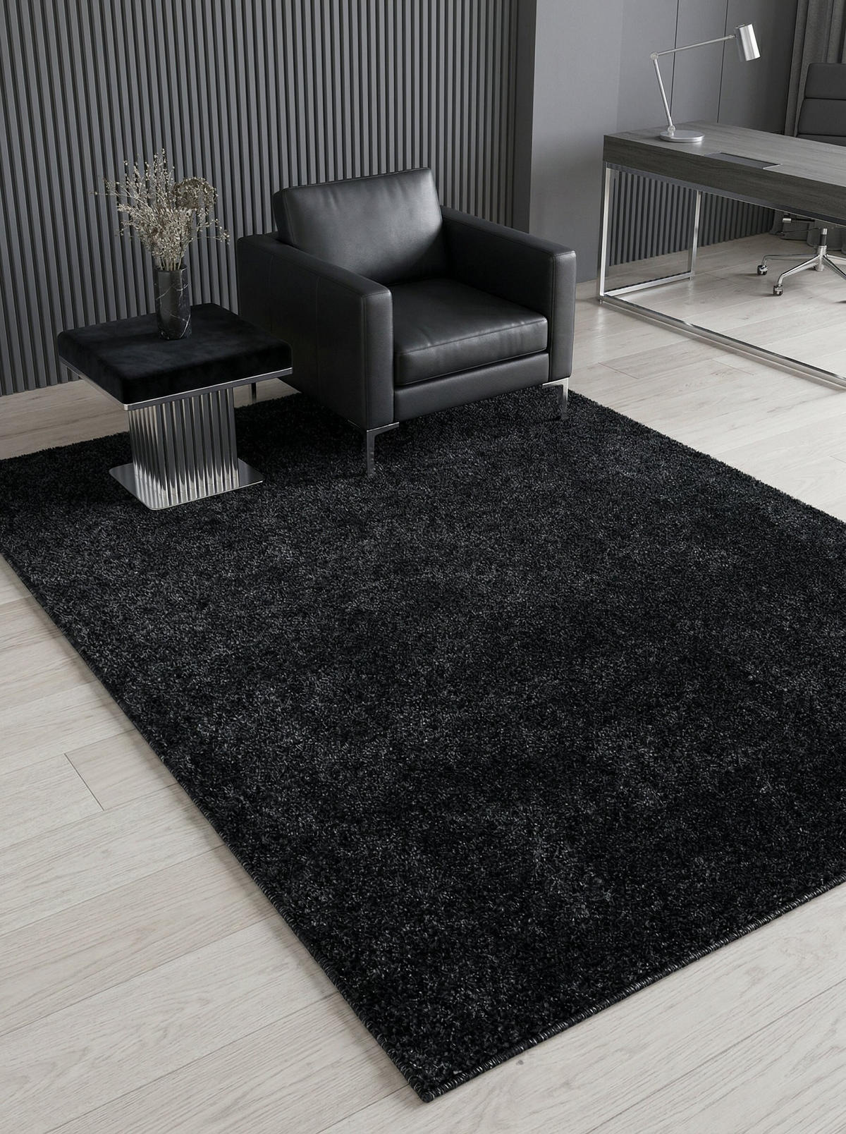 TEPPICH Kurzflor Uni Polypropylen Wohnzimmer Anthrazit Rechteckig 140x200 - Anthrazit, Textil (140/200cm) - KADIMA DESIGN