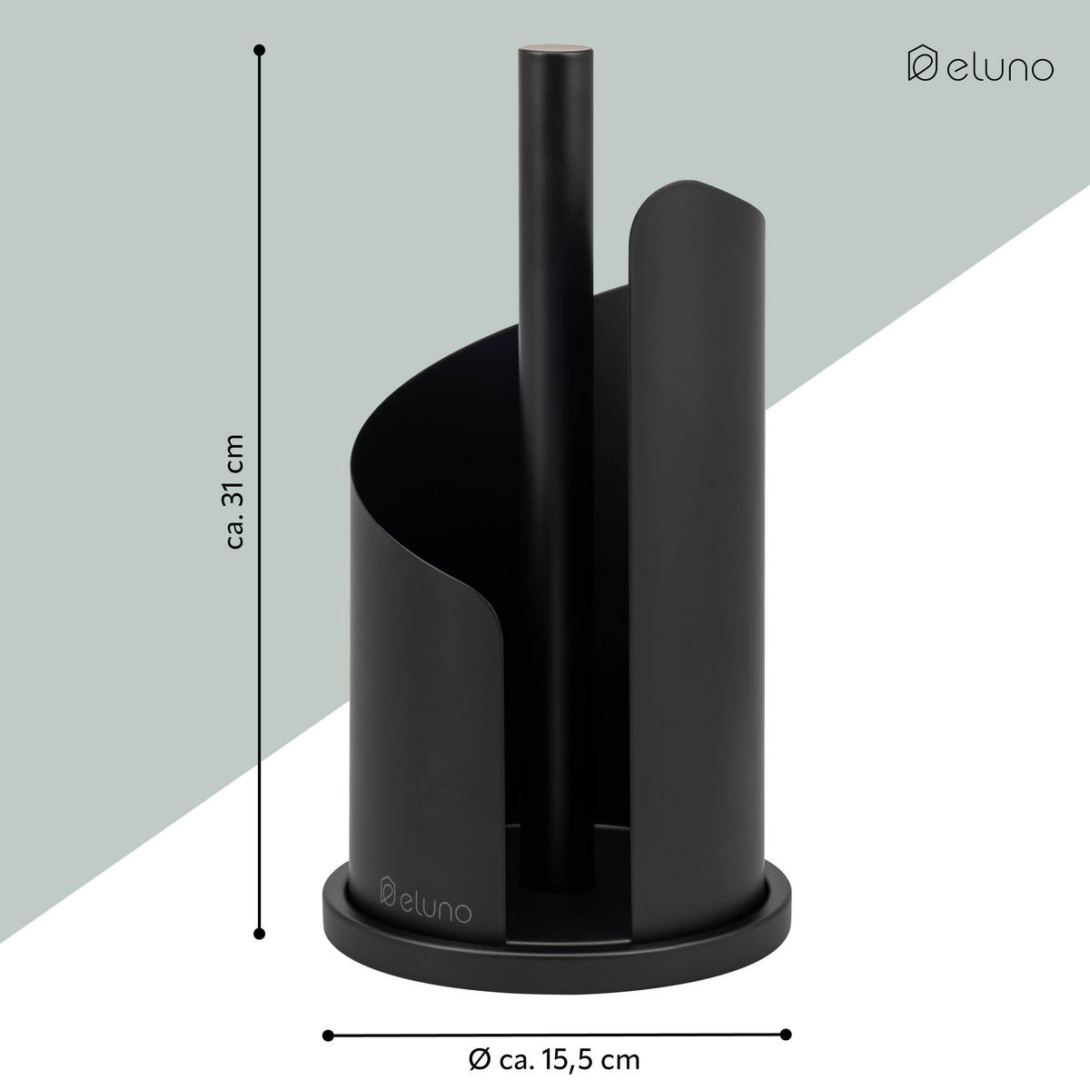 KÜCHENROLLENHALTER schwarz, ca. Ø 15,5 x 31 cm - Schwarz, Metall (15.5/31/15.5cm) - eluno