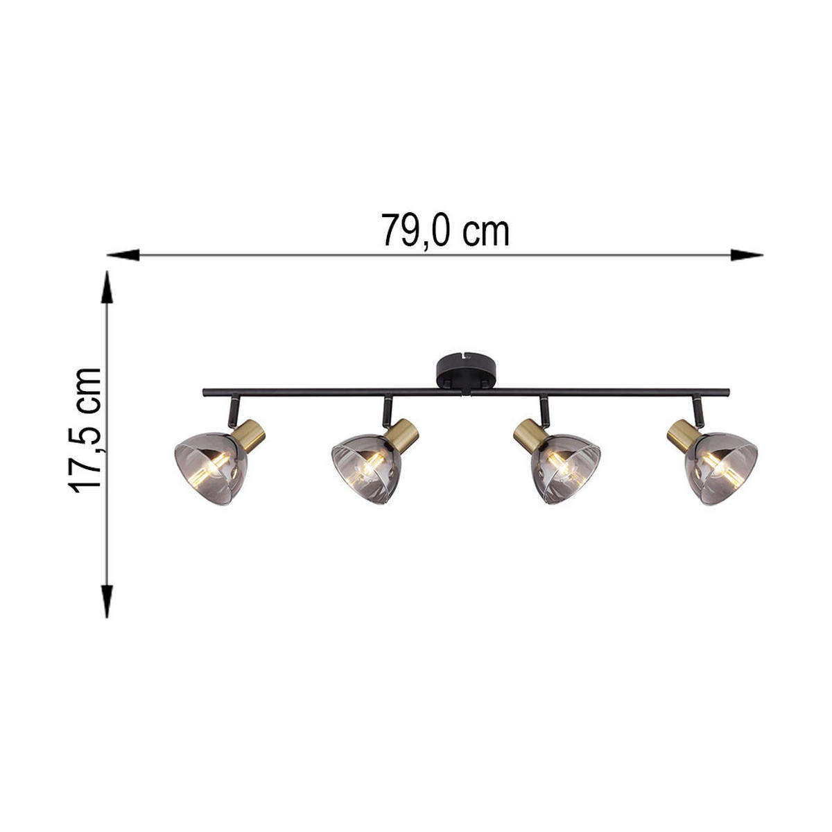 LED DECKENLEUCHTE JAY Metall Schwarz - Schwarz, Glas (79/11/17.5cm) - Globo Lighting