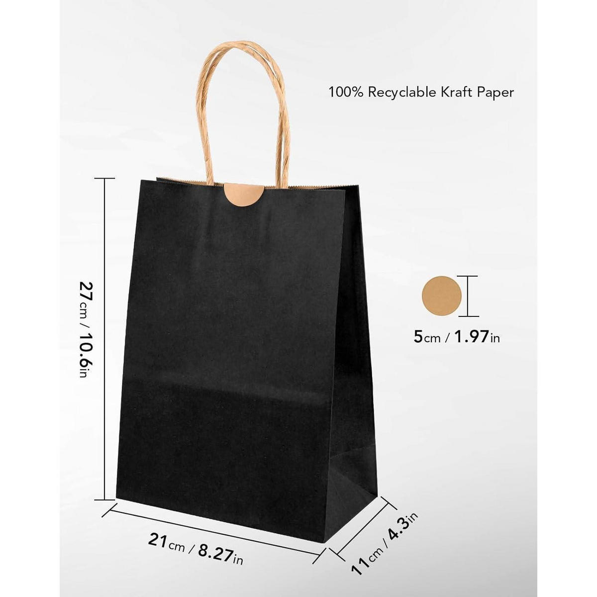 GESCHENKTÜTEN 40 Stück Schwarz 21 x 15 x 8 cm - Schwarz, Papier (21/11/27cm)