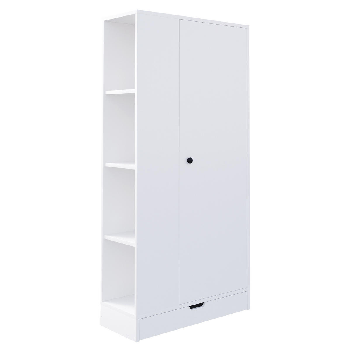ORMAR od drva 70x40x170 cm bijela s vratima i policama za urednu pohranu - bijela, drvni materijal (70/170/40cm) - Modfu