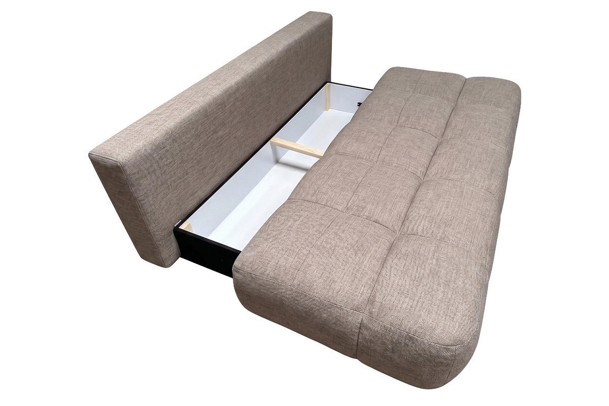 POHOVKA S funkcí spaní A úložným prostorem, strukturovaná látka Verita, Teplá béžová, COCO - béžová, dřevo (205/97/105cm) - Kaiser Möbel