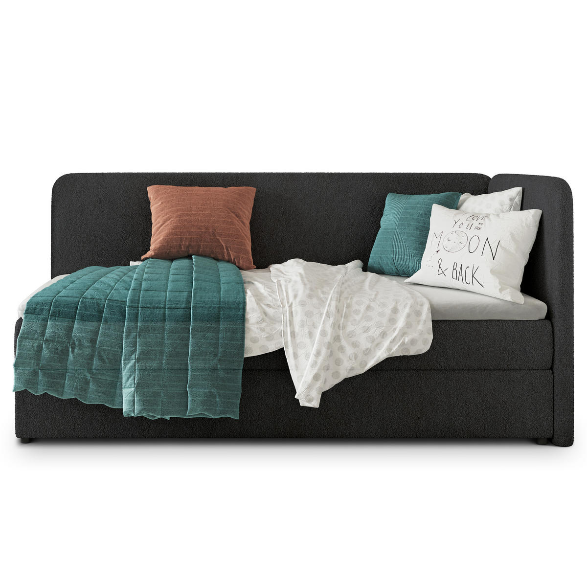 POSTEL BOXSPRING GINA 90x200 cm, s matrací a úložným prostorem, černá - černá, kompozitní dřevo/textil (90/200cm) - MASSENO