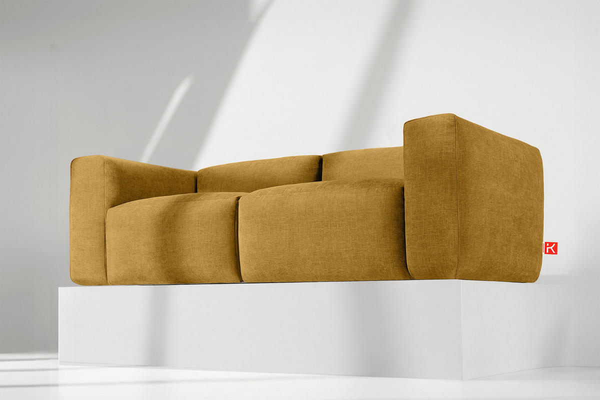 2,5-SITZER-MODULSOFA BUFFO mit extrem weicher und bequemer Sitzfläche, Gewebestoff, Honig - Honig, Textil (250/73/96cm) - KONSIMO®