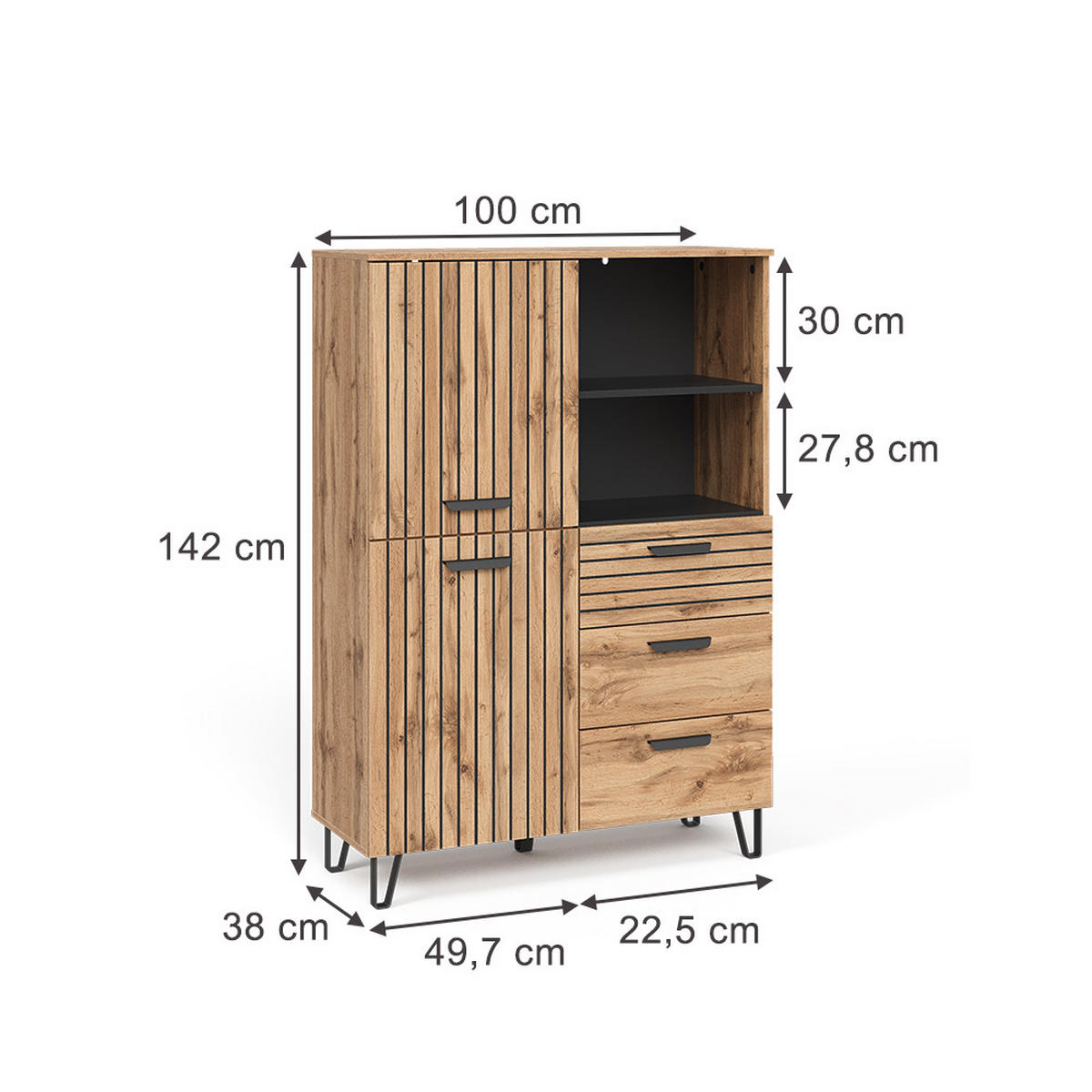 ŠATNÍ SKŘÍŇ Amber Dub Wotan - dub Wotan, kompozitní dřevo (100/142/38cm) - Vicco