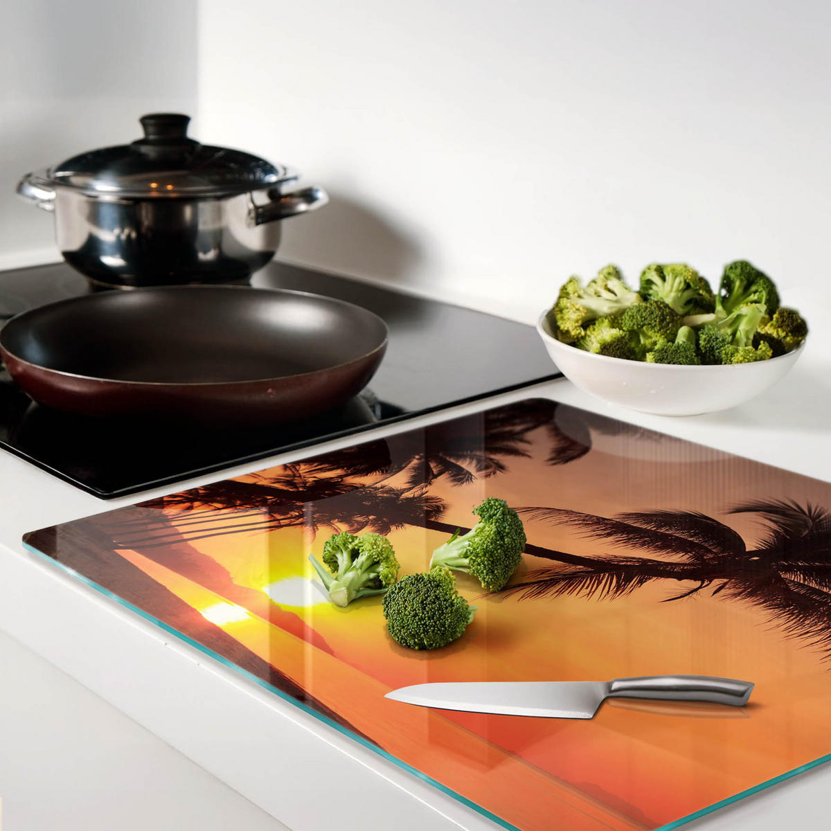 GLASPLATTE 60x52 cm Sonnenstrand - Orange, Glas (60/0.4/52cm) - TULUP